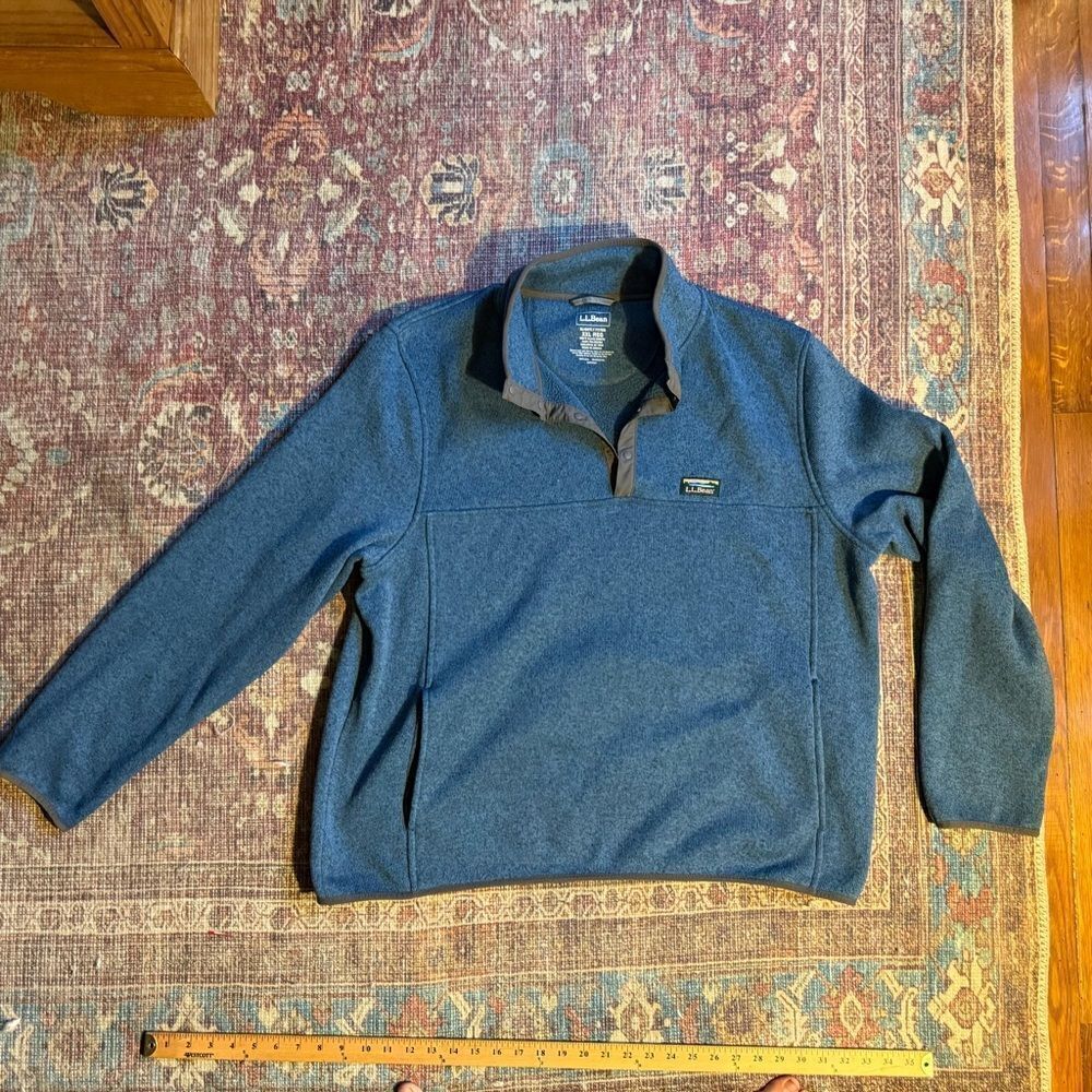 LL Bean Men’s XXL Blue Slightly Fitted Fleece Pullover with snaps
